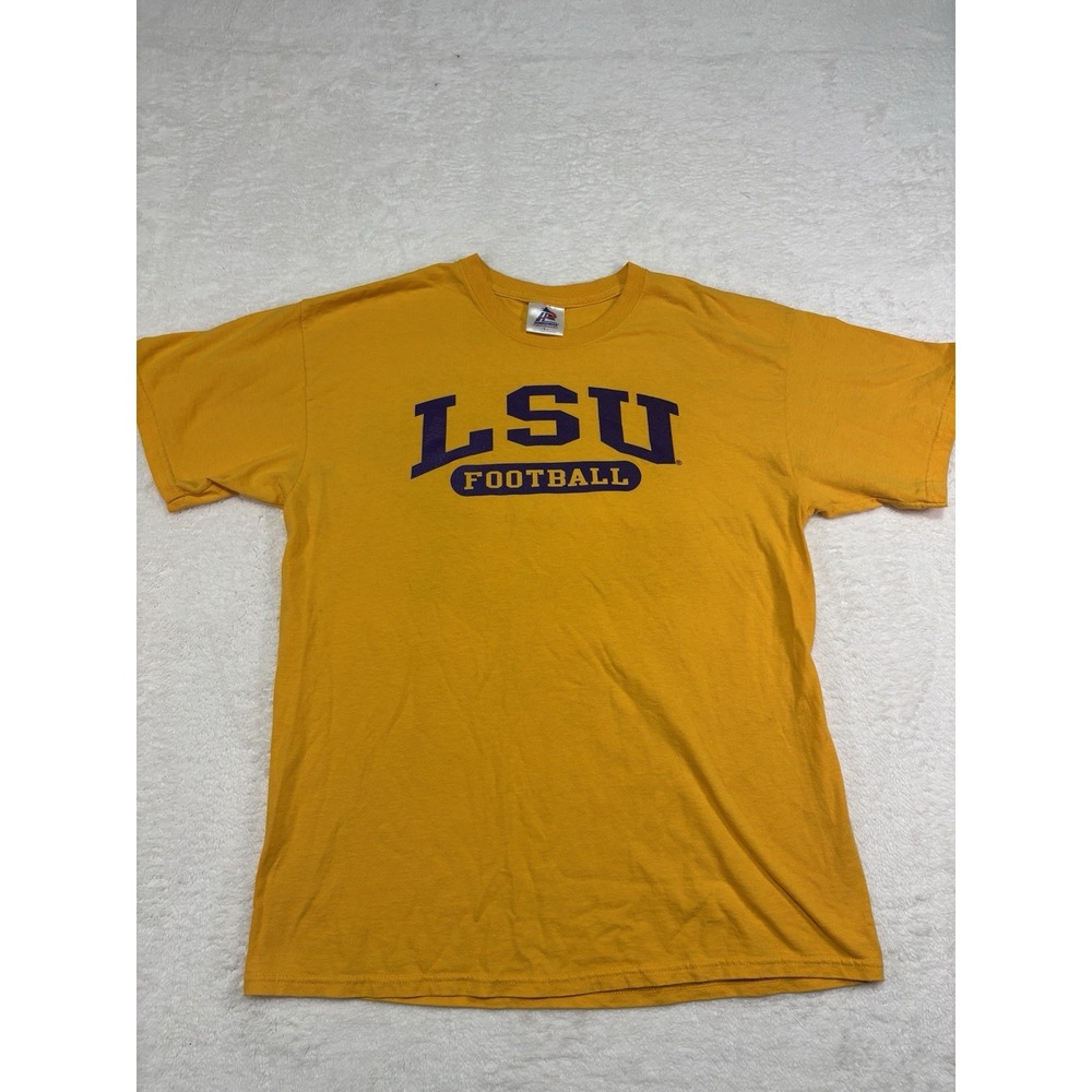 LSU Tigers Shirt Mens Large Yellow Purple College NCAA Football Graphic Tee